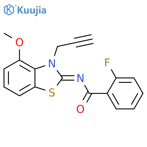 2-fluoro-N-(2Z)-4-methoxy-3-(prop-2-yn-1-yl)-2,3-dihydro-1,3-benzothiazol-2-ylidenebenzamide structure