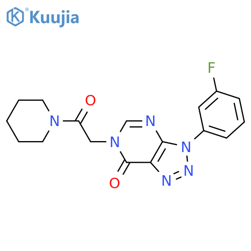 3-(3-fluorophenyl)-6-2-oxo-2-(piperidin-1-yl)ethyl-3H,6H,7H-1,2,3triazolo4,5-dpyrimidin-7-one structure