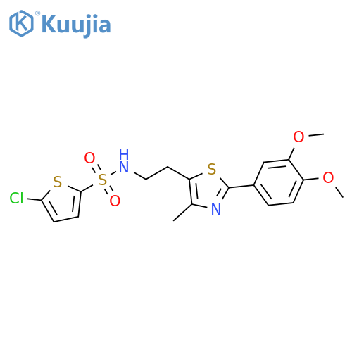 5-chloro-N-{2-2-(3,4-dimethoxyphenyl)-4-methyl-1,3-thiazol-5-ylethyl}thiophene-2-sulfonamide structure