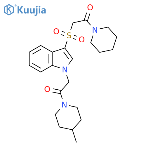 2-({1-2-(4-methylpiperidin-1-yl)-2-oxoethyl-1H-indol-3-yl}sulfonyl)-1-(piperidin-1-yl)ethan-1-one structure