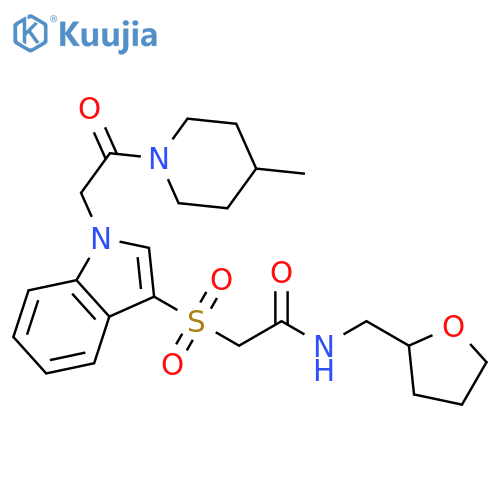 2-({1-2-(4-methylpiperidin-1-yl)-2-oxoethyl-1H-indol-3-yl}sulfonyl)-N-(oxolan-2-yl)methylacetamide structure