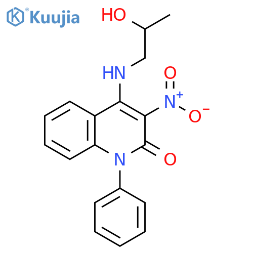 4-(2-hydroxypropyl)amino-3-nitro-1-phenyl-1,2-dihydroquinolin-2-one structure