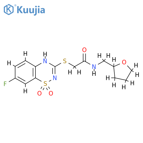 2-(7-fluoro-1,1-dioxo-4H-1lambda6,2,4-benzothiadiazin-3-yl)sulfanyl-N-(oxolan-2-yl)methylacetamide structure