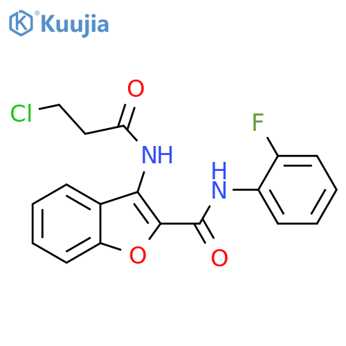 3-(3-chloropropanamido)-N-(2-fluorophenyl)-1-benzofuran-2-carboxamide structure
