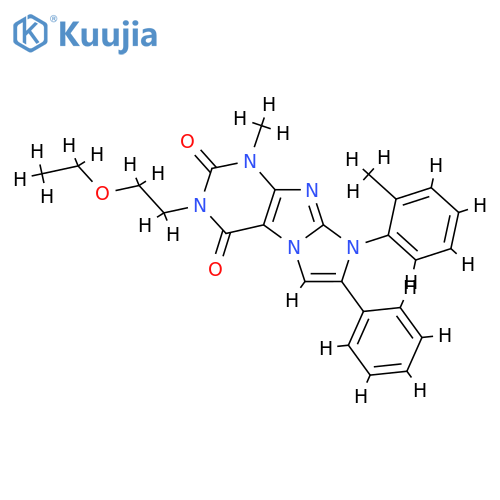 3-(2-ethoxyethyl)-1-methyl-8-(2-methylphenyl)-7-phenyl-1H,2H,3H,4H,8H-imidazo1,2-gpurine-2,4-dione structure