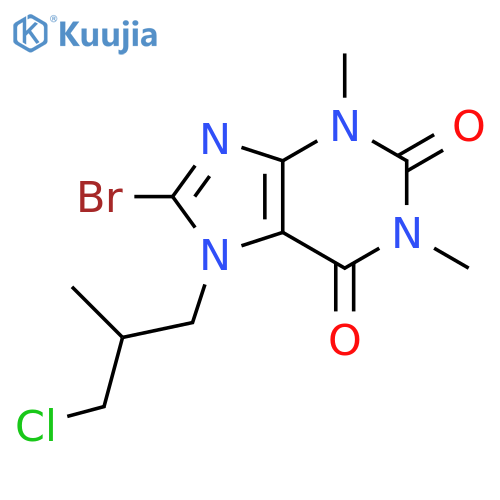 8-bromo-7-(3-chloro-2-methylpropyl)-1,3-dimethyl-2,3,6,7-tetrahydro-1H-purine-2,6-dione structure