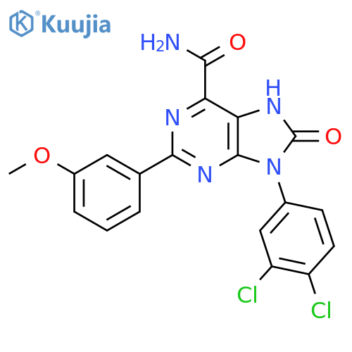 9-(3,4-dichlorophenyl)-2-(3-methoxyphenyl)-8-oxo-8,9-dihydro-7H-purine-6-carboxamide structure