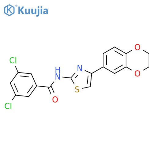 3,5-dichloro-N-4-(2,3-dihydro-1,4-benzodioxin-6-yl)-1,3-thiazol-2-ylbenzamide structure