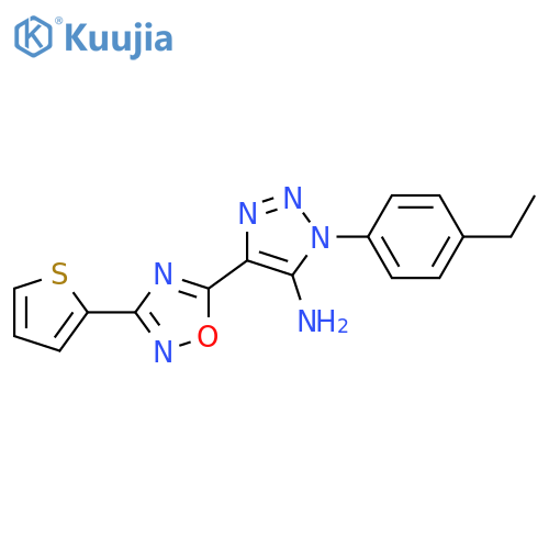 1-(4-ethylphenyl)-4-3-(thiophen-2-yl)-1,2,4-oxadiazol-5-yl-1H-1,2,3-triazol-5-amine structure