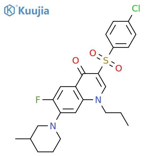 3-(4-chlorobenzenesulfonyl)-6-fluoro-7-(3-methylpiperidin-1-yl)-1-propyl-1,4-dihydroquinolin-4-one structure