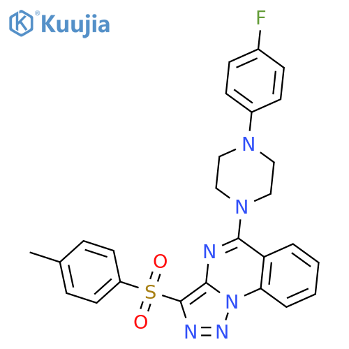 1-(4-fluorophenyl)-4-3-(4-methylbenzenesulfonyl)-1,2,3triazolo1,5-aquinazolin-5-ylpiperazine structure