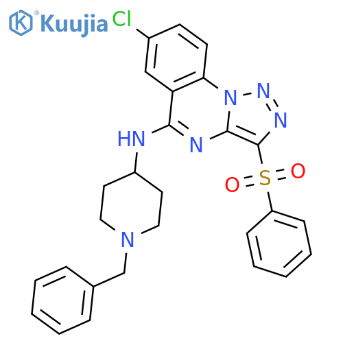 N-3-(benzenesulfonyl)-7-chloro-1,2,3triazolo1,5-aquinazolin-5-yl-1-benzylpiperidin-4-amine structure