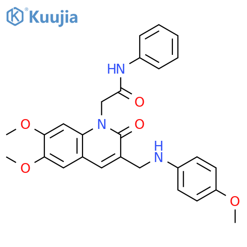 2-(6,7-dimethoxy-3-{(4-methoxyphenyl)aminomethyl}-2-oxo-1,2-dihydroquinolin-1-yl)-N-phenylacetamide structure