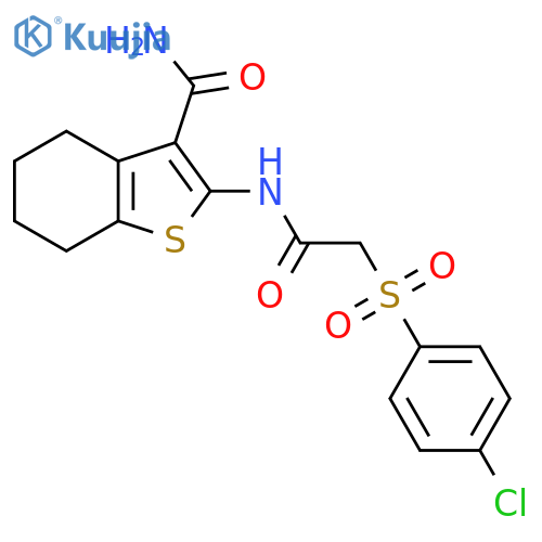 2-2-(4-chlorobenzenesulfonyl)acetamido-4,5,6,7-tetrahydro-1-benzothiophene-3-carboxamide structure