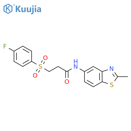 3-(4-fluorobenzenesulfonyl)-N-(2-methyl-1,3-benzothiazol-5-yl)propanamide structure
