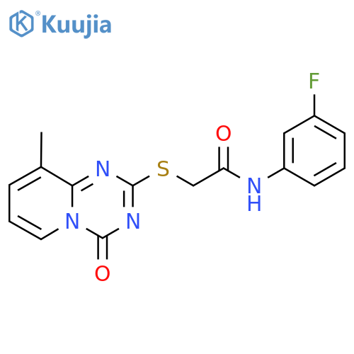 N-(3-fluorophenyl)-2-({9-methyl-4-oxo-4H-pyrido1,2-a1,3,5triazin-2-yl}sulfanyl)acetamide structure