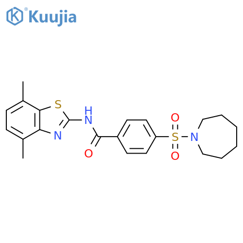 4-(azepane-1-sulfonyl)-N-(4,7-dimethyl-1,3-benzothiazol-2-yl)benzamide structure