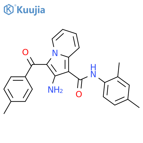 2-amino-N-(2,4-dimethylphenyl)-3-(4-methylbenzoyl)indolizine-1-carboxamide structure