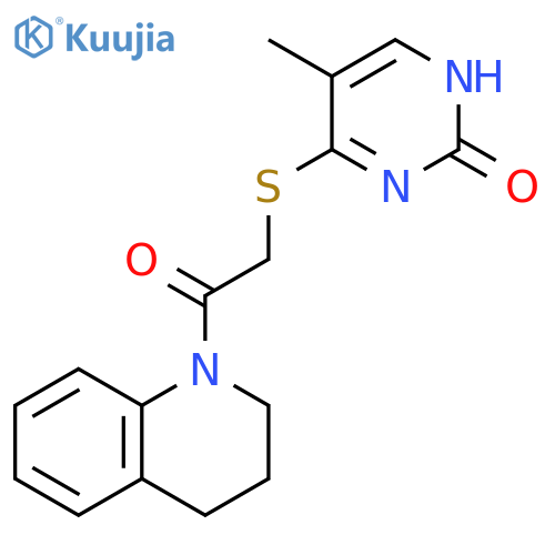 5-methyl-4-{2-oxo-2-(1,2,3,4-tetrahydroquinolin-1-yl)ethylsulfanyl}-1,2-dihydropyrimidin-2-one structure