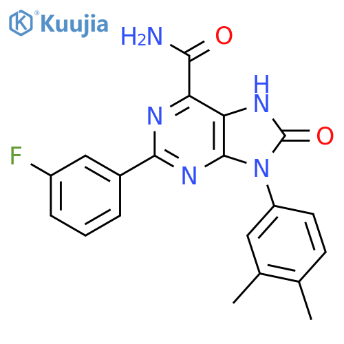 9-(3,4-dimethylphenyl)-2-(3-fluorophenyl)-8-oxo-8,9-dihydro-7H-purine-6-carboxamide structure