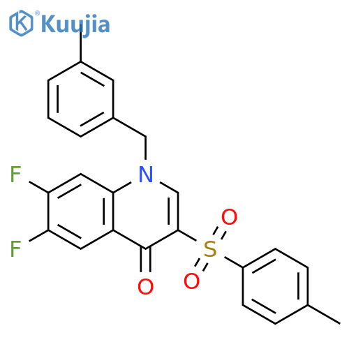 6,7-difluoro-3-(4-methylbenzenesulfonyl)-1-(3-methylphenyl)methyl-1,4-dihydroquinolin-4-one structure