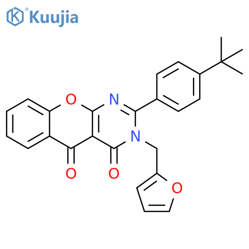 2-(4-tert-butylphenyl)-3-(furan-2-yl)methyl-3H,4H,5H-chromeno2,3-dpyrimidine-4,5-dione structure