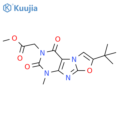 methyl 2-{7-tert-butyl-1-methyl-2,4-dioxo-1H,2H,3H,4H-1,3oxazolo3,2-gpurin-3-yl}acetate structure