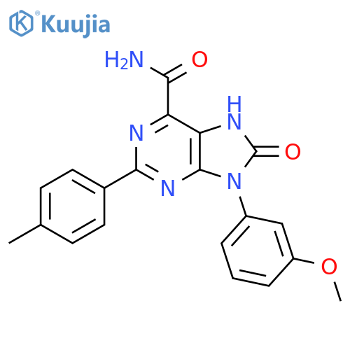 9-(3-methoxyphenyl)-2-(4-methylphenyl)-8-oxo-8,9-dihydro-7H-purine-6-carboxamide structure