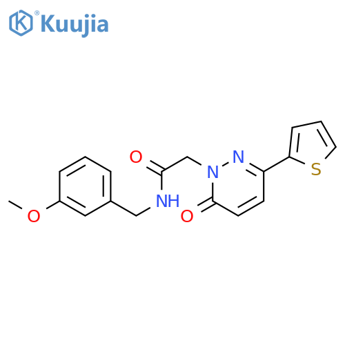 N-(3-methoxyphenyl)methyl-2-6-oxo-3-(thiophen-2-yl)-1,6-dihydropyridazin-1-ylacetamide structure