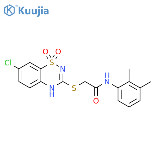 2-(7-chloro-1,1-dioxo-4H-1lambda6,2,4-benzothiadiazin-3-yl)sulfanyl-N-(2,3-dimethylphenyl)acetamide structure