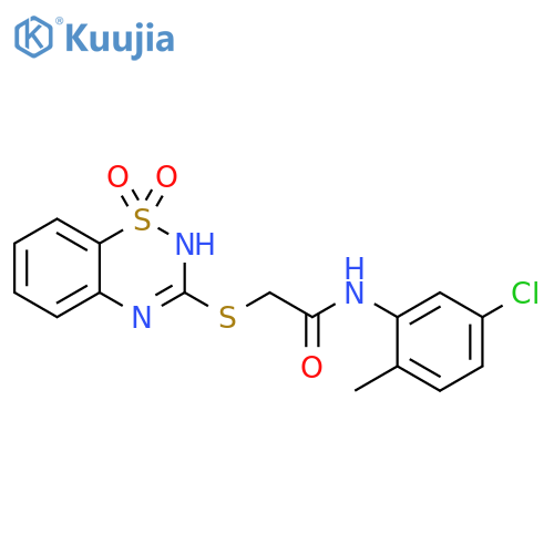 N-(5-chloro-2-methylphenyl)-2-(1,1-dioxo-4H-1lambda6,2,4-benzothiadiazin-3-yl)sulfanylacetamide structure