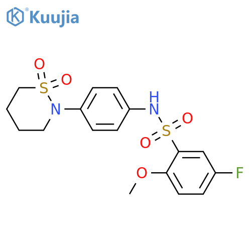 N-4-(1,1-dioxo-1lambda6,2-thiazinan-2-yl)phenyl-5-fluoro-2-methoxybenzene-1-sulfonamide structure