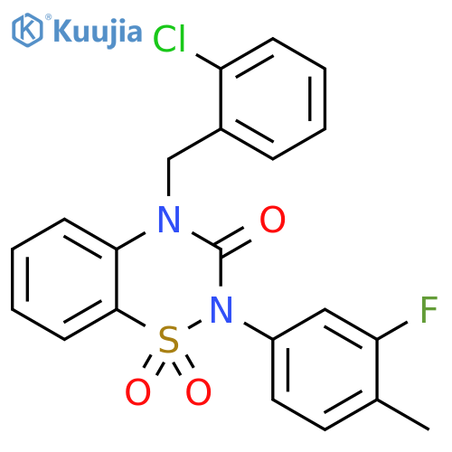 4-(2-chlorophenyl)methyl-2-(3-fluoro-4-methylphenyl)-3,4-dihydro-2H-1lambda6,2,4-benzothiadiazine-1,1,3-trione structure
