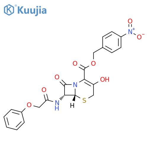 5-Thia-1-azabicyclo[4.2.0]oct-2-ene-2-carboxylic acid, 3-hydroxy-8-oxo-7-[(2-phenoxyacetyl)amino]-, (4-nitrophenyl)methyl ester, (6R,7R)-rel- structure