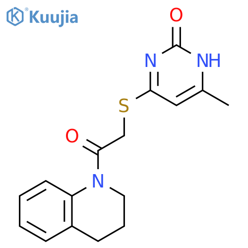 6-methyl-4-{2-oxo-2-(1,2,3,4-tetrahydroquinolin-1-yl)ethylsulfanyl}-1,2-dihydropyrimidin-2-one structure