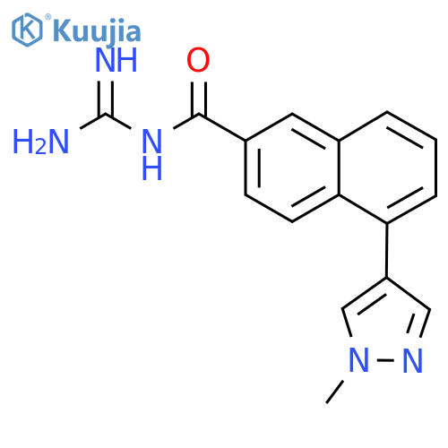 N-carbamimidoyl-5-(1-methyl-1H-pyrazol-4-yl)-2-naphthamide structure