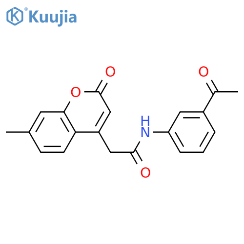 N-(3-acetylphenyl)-2-(7-methyl-2-oxo-2H-chromen-4-yl)acetamide structure
