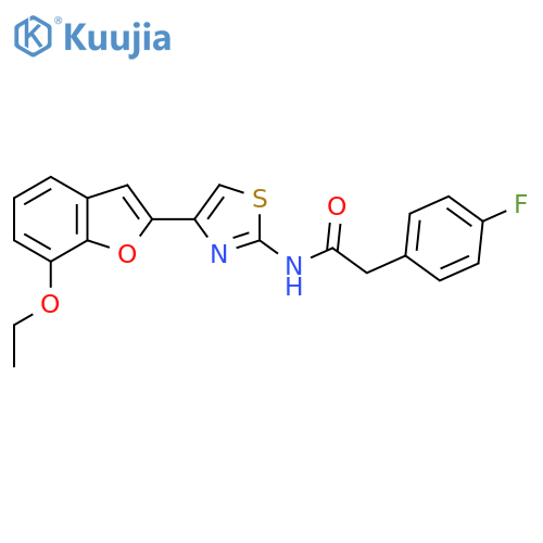 N-4-(7-ethoxy-1-benzofuran-2-yl)-1,3-thiazol-2-yl-2-(4-fluorophenyl)acetamide structure