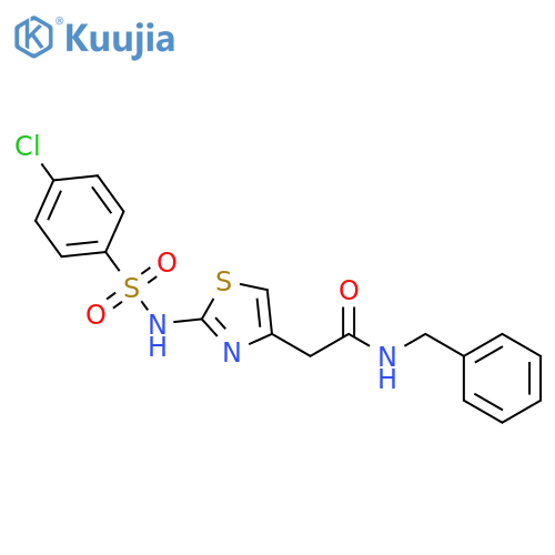 N-benzyl-2-2-(4-chlorobenzenesulfonamido)-1,3-thiazol-4-ylacetamide structure