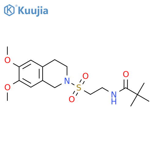 N-{2-(6,7-dimethoxy-1,2,3,4-tetrahydroisoquinolin-2-yl)sulfonylethyl}-2,2-dimethylpropanamide structure