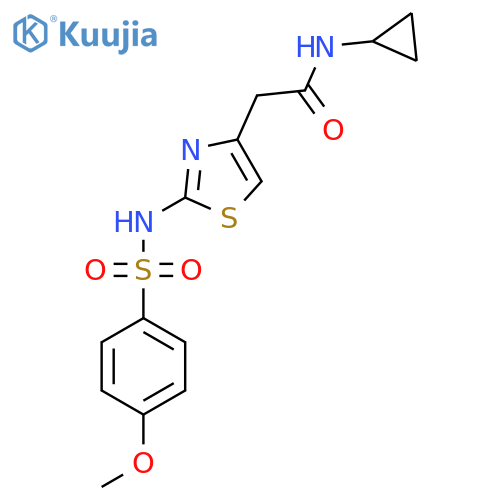 N-cyclopropyl-2-2-(4-methoxybenzenesulfonamido)-1,3-thiazol-4-ylacetamide structure