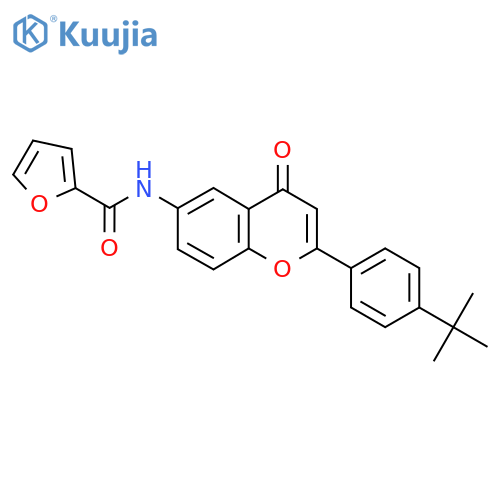 N-2-(4-tert-butylphenyl)-4-oxo-4H-chromen-6-ylfuran-2-carboxamide structure