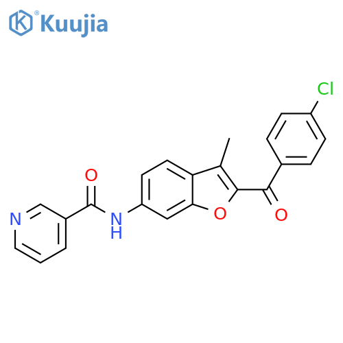 N-2-(4-chlorobenzoyl)-3-methyl-1-benzofuran-6-ylpyridine-3-carboxamide structure