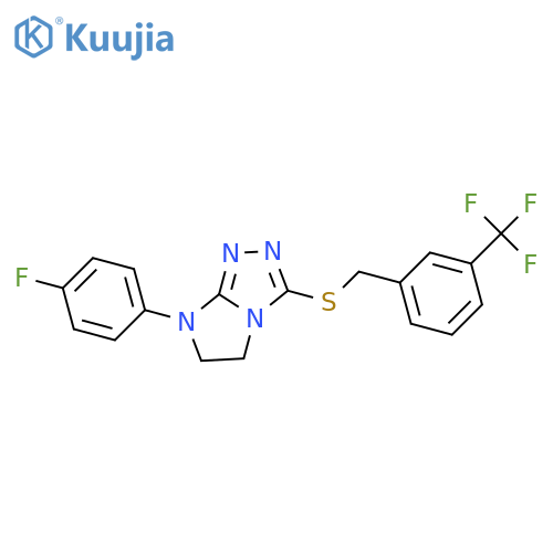 7-(4-fluorophenyl)-3-({3-(trifluoromethyl)phenylmethyl}sulfanyl)-5H,6H,7H-imidazo2,1-c1,2,4triazole structure