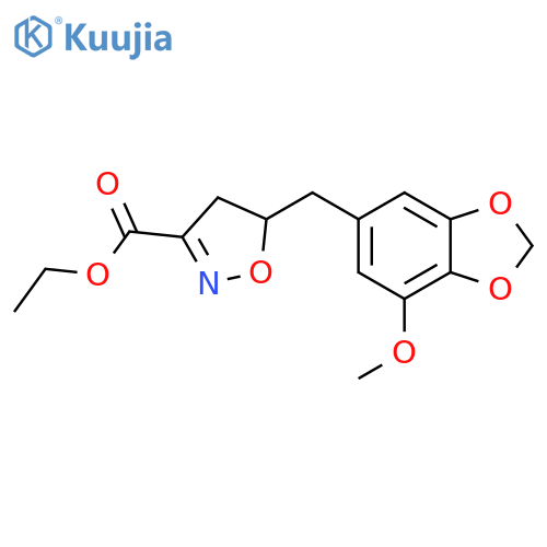 <br>5-(7-Methoxy-benzo[1,3]dioxol-5-ylmethyl)-4,5-dihydro-isoxazole-3-carboxyli c acid ethyl ester structure