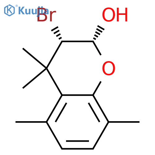 2H-1-Benzopyran-2-ol, 3-bromo-3,4-dihydro-4,4,5,8-tetramethyl-, cis- structure