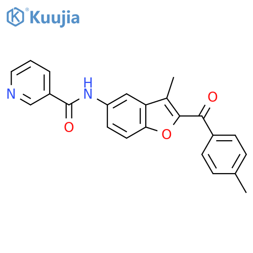 N-3-methyl-2-(4-methylbenzoyl)-1-benzofuran-5-ylpyridine-3-carboxamide structure