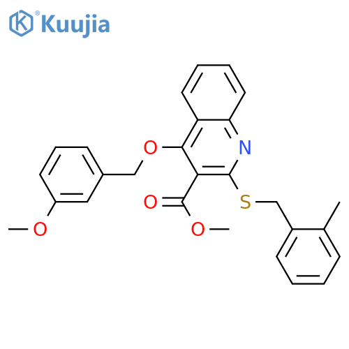 methyl 4-(3-methoxyphenyl)methoxy-2-{(2-methylphenyl)methylsulfanyl}quinoline-3-carboxylate structure