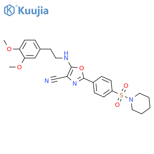 5-{2-(3,4-dimethoxyphenyl)ethylamino}-2-4-(piperidine-1-sulfonyl)phenyl-1,3-oxazole-4-carbonitrile structure