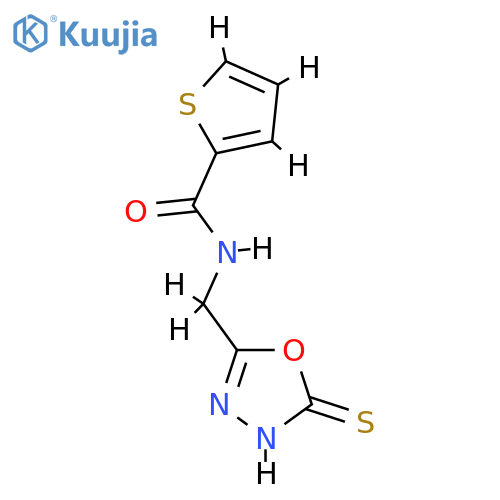 N-(5-sulfanyl-1,3,4-oxadiazol-2-yl)methylthiophene-2-carboxamide structure